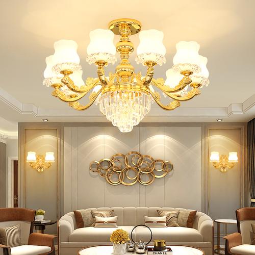 新款欧式水晶吊灯现代简约餐厅卧室奢华大气水晶灯具套餐吸吊两用